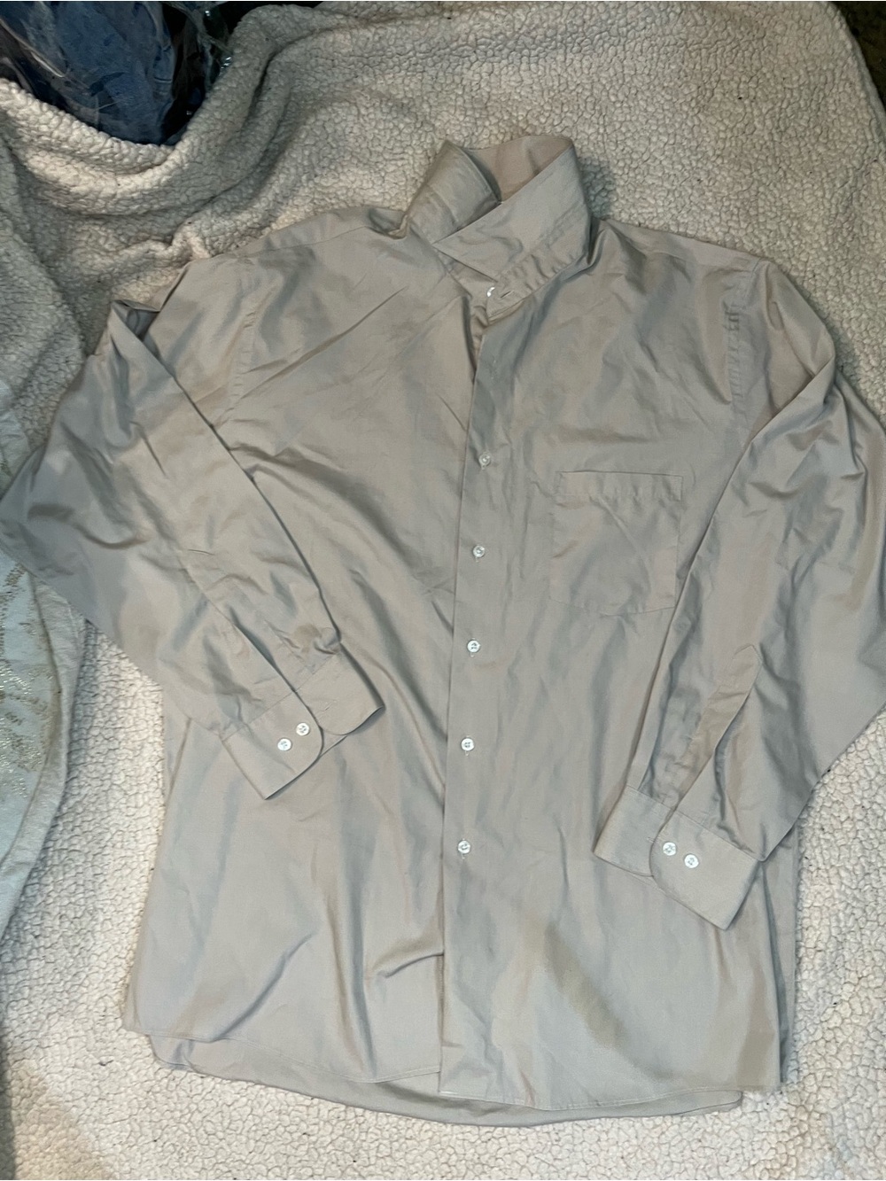 Van Heusen Men's Light Beige Button-Down Dress Shirt